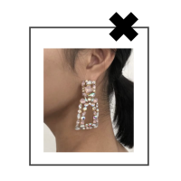 Vierhoekige oorbellen strass steentjes licht roze/zilver